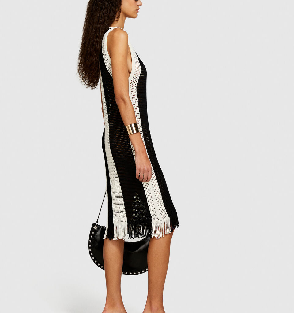 Striped perforated dress - women's midi dresses - Multi-color | Sisley image number 2
